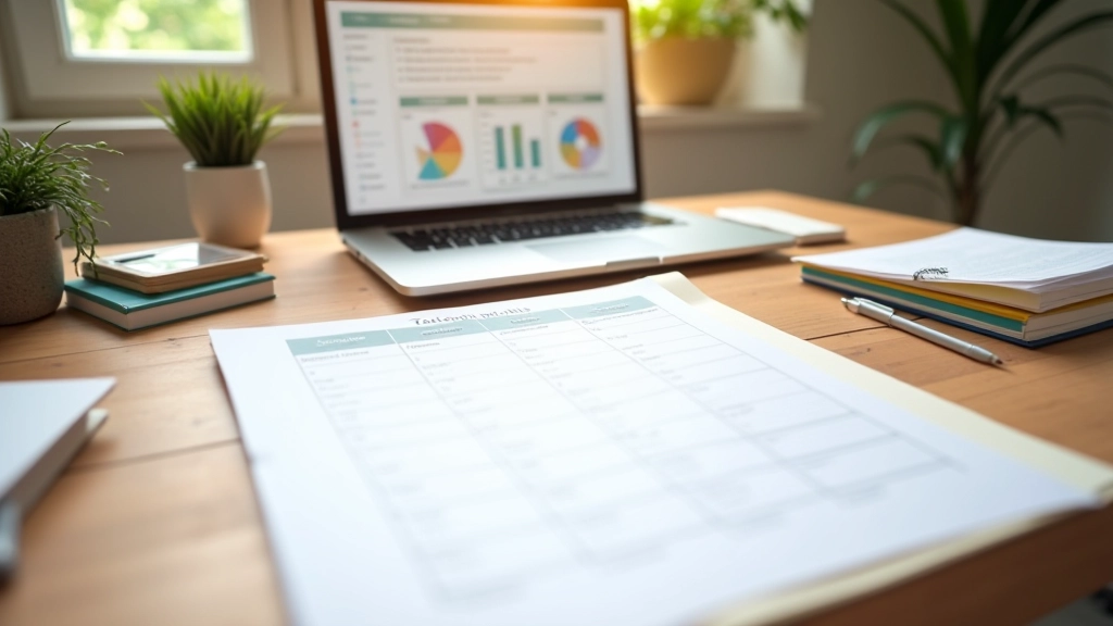 Espace de travail organisé avec calendrier de rentrée et outils de suivi budgétaire